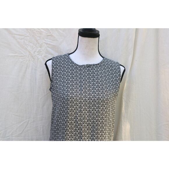Adrienne Vittadini Womens 2 Sheath Dress Black White Geometric Sleeveless - Picture 5 of 7